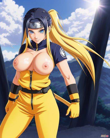 Ai Generated Hentai hero Totsuka shows her boobs while posing in her uniform - #1