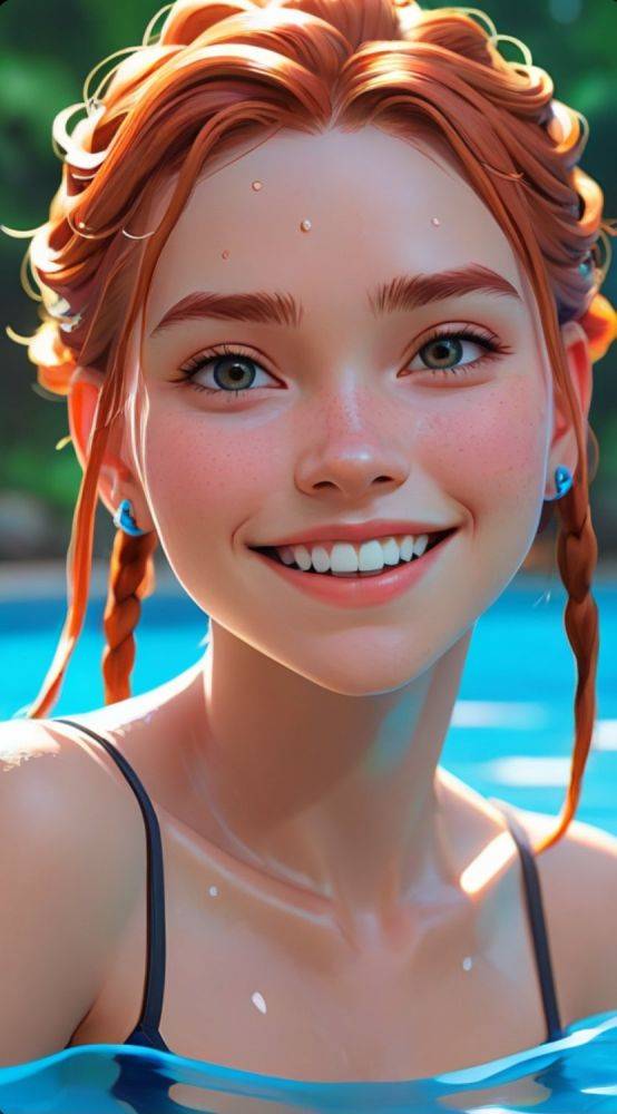 AI generated anime redhead girls nude - #19
