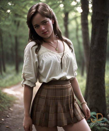 Sexy AI generated babe Midiwes exposes her attractive body in the woods - #13