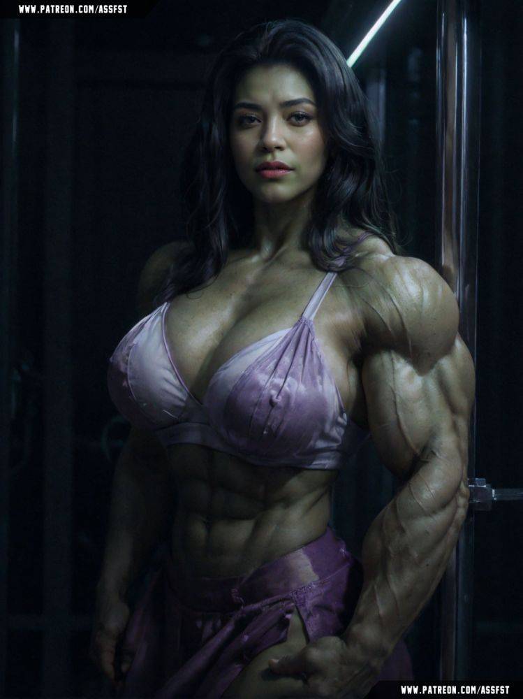 She-Hulk Muscle Growth AI Animation - #4