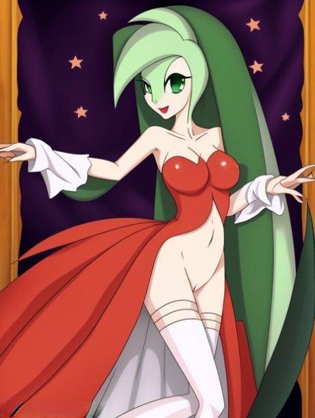 Alien-like anime Gardevoir shows off her perfect tits & her thin waist - #5
