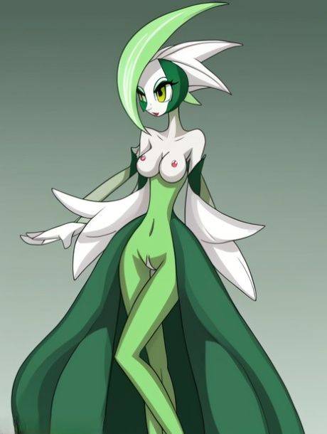 Alien-like anime Gardevoir shows off her perfect tits & her thin waist - #10