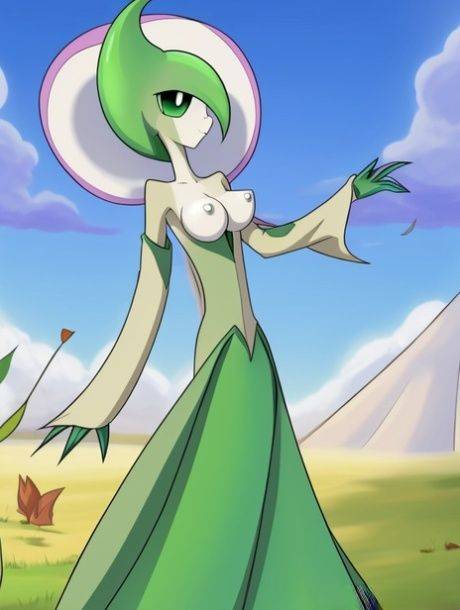 Alien-like anime Gardevoir shows off her perfect tits & her thin waist - #9