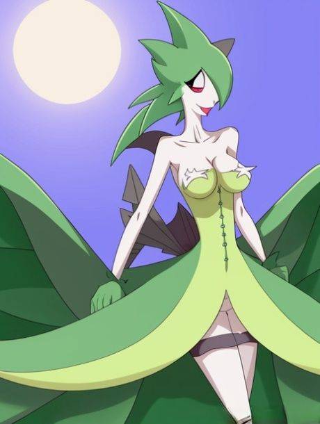 Alien-like anime Gardevoir shows off her perfect tits & her thin waist - #3
