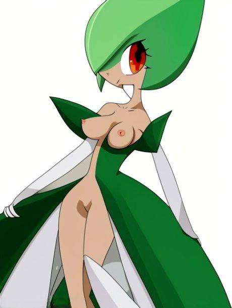 Alien-like anime Gardevoir shows off her perfect tits & her thin waist - #2