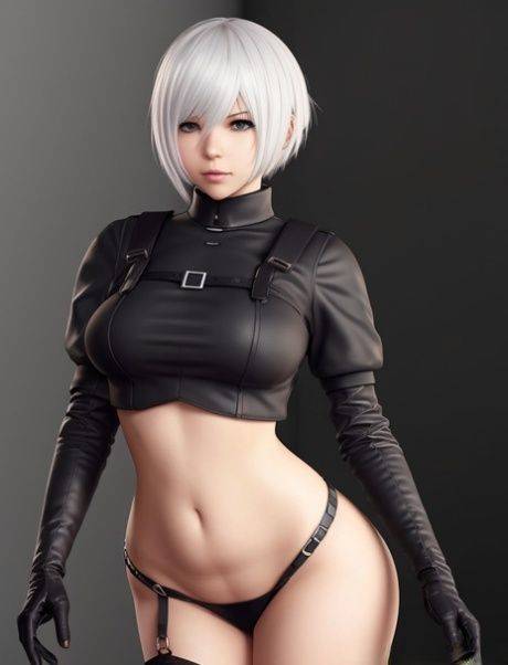 Curvy Hentai babe Yorha 2b shows her wonderful tits & her big booty - #2