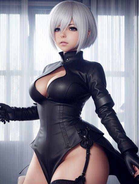 Curvy Hentai babe Yorha 2b shows her wonderful tits & her big booty - #8