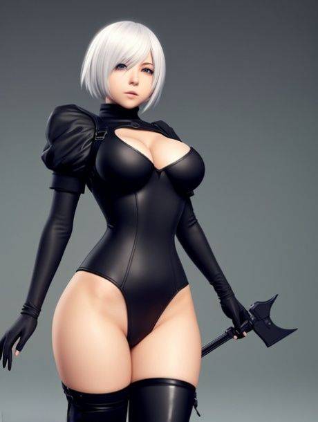 Curvy Hentai babe Yorha 2b shows her wonderful tits & her big booty - #10