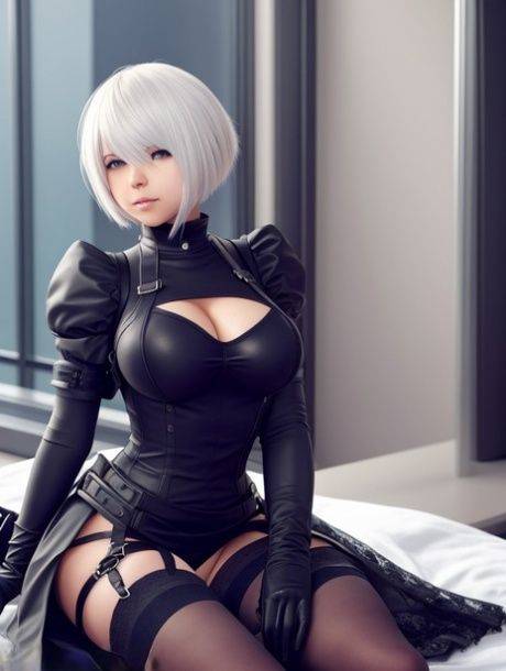 Curvy Hentai babe Yorha 2b shows off her beautiful tits & her big ass - #1