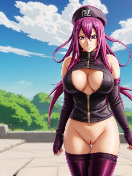 Hentai beauty Akisato shows her big tits while posing seductively in a solo - #4