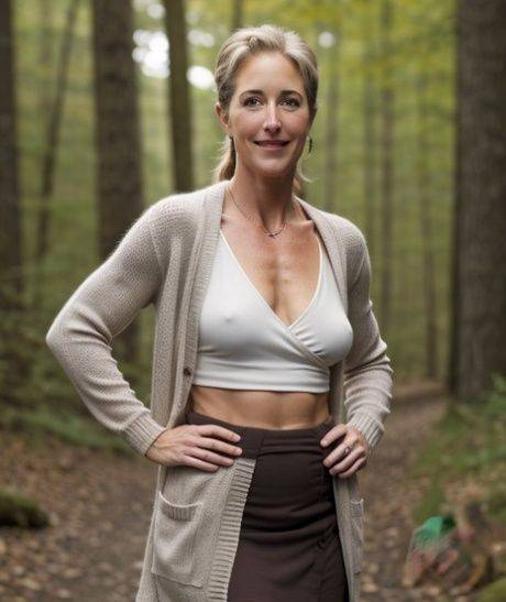 Stunning AI generated mature in good shape Sally shows her natural tits - #7
