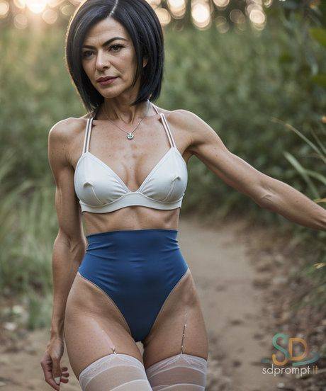 AI generated mature lady Ornella shows off her nice tits in a hot compilation - #5