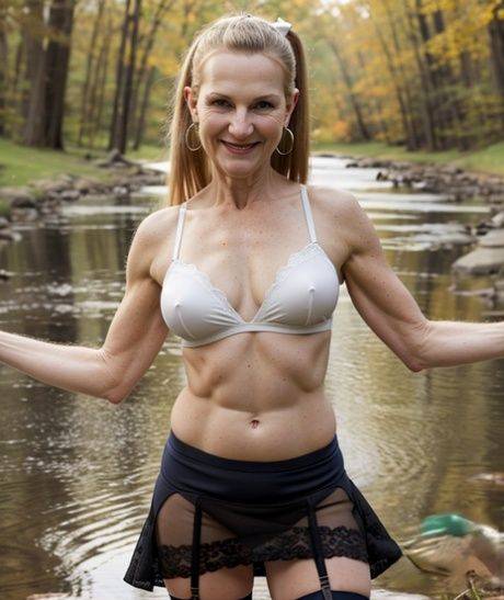 AI generated mature hottie with a ponytail DaniD flaunts her boobs & pussy - #8