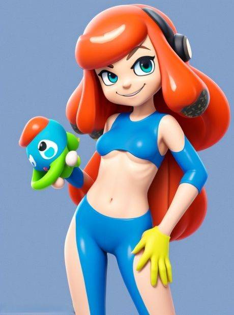 Tiny anime ginger Inkling from Splatoon teases with her hot body in a solo - #2