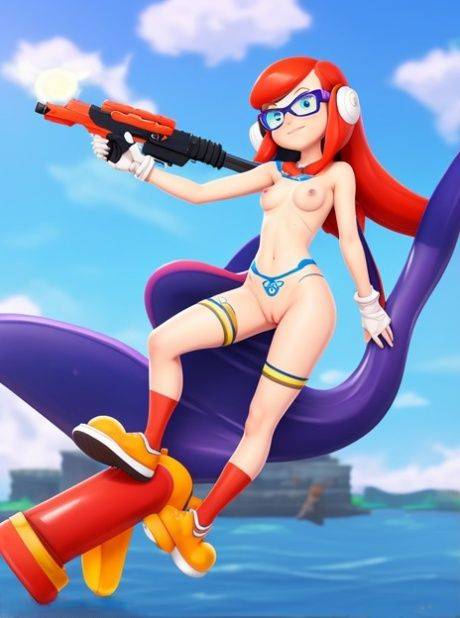 Tiny anime ginger Inkling from Splatoon teases with her hot body in a solo - #3