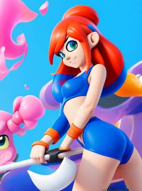 Tiny anime ginger Inkling from Splatoon teases with her hot body in a solo - #8