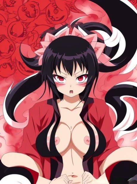 AI generated Hentai babe Enma displays her huge tits and bald pussy - #20