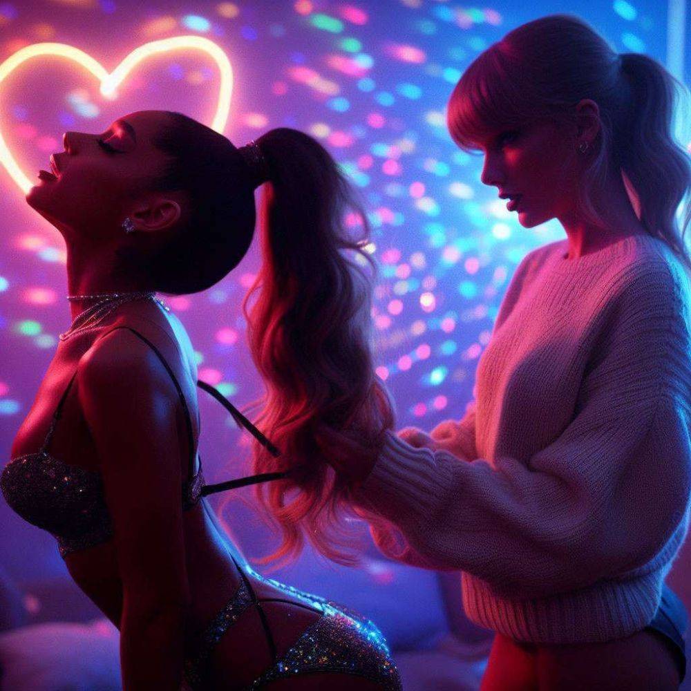 Taylor Swift and Ariana Grande - Lesbian behavior (AI fake not by me) - #7