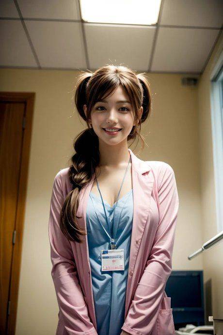 Sexy Japanese nurse unveils her grand big tits and poses in a solo - #1