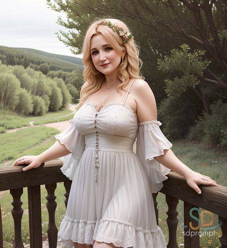Kinky AI generated babe Annasis lets out her big tits and poses outdoors - #5