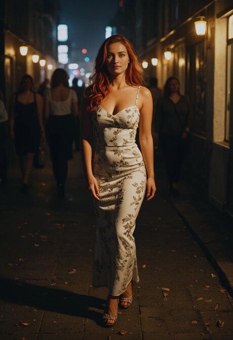 AI generated redhead shows her beautiful body in public and fucks too - #4