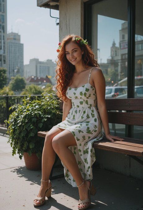 AI generated redhead shows her beautiful body in public and fucks too - #7