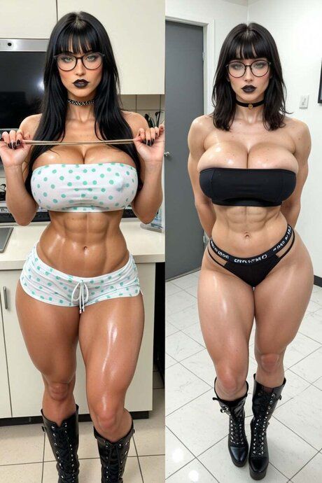 Compilation of AI generated chicks with big tits posing solo and fucking too - #15