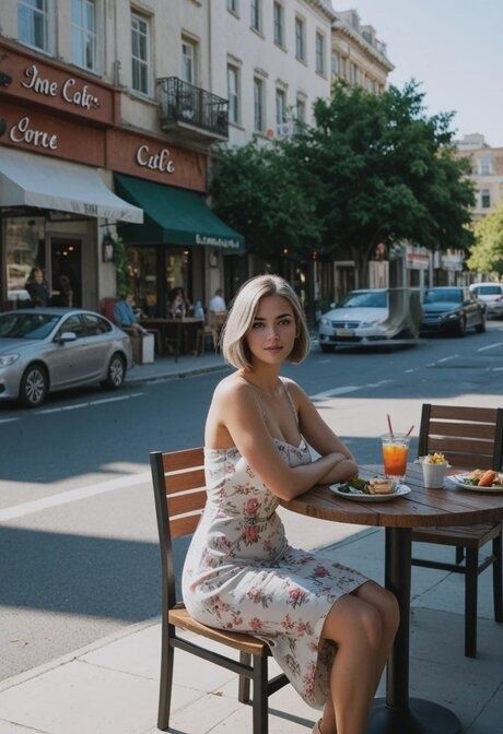 Sexy AI generated blonde poses nude on a street and gets fucked too - #7