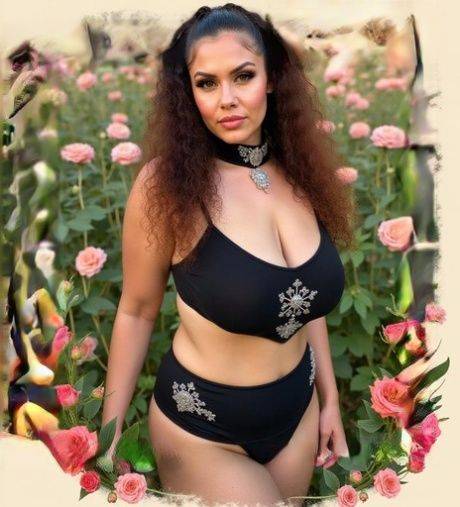 Buxom MILF poses in sexy lingerie in an AI generated outdoor compilation - #9
