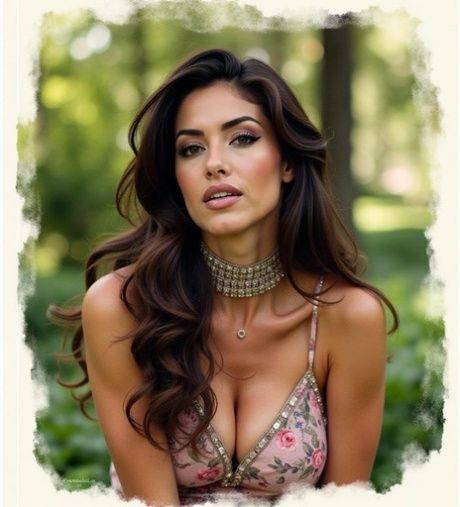 AI generated brunette stunner Zerokol poses nude and dressed up in public - #2