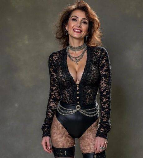 AI generated woman poses in sexy lingerie during outdoor action - #5