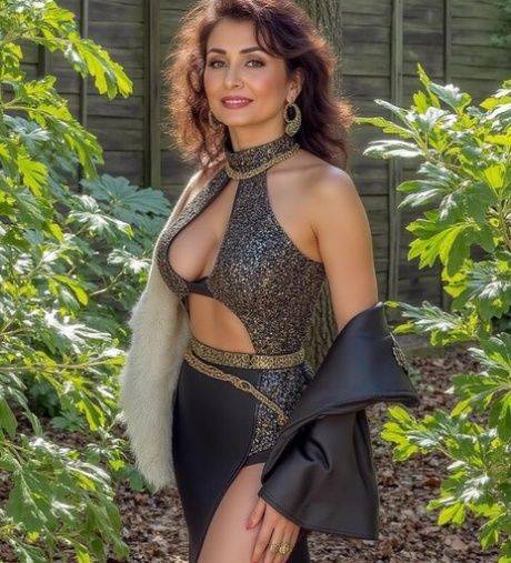 AI generated woman poses in sexy lingerie during outdoor action - #11