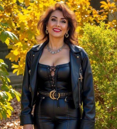 AI generated woman poses in sexy lingerie during outdoor action - #8