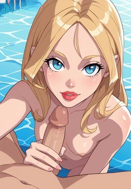 AI generated hentai character receives an internal cumshot during poolside sex - #4