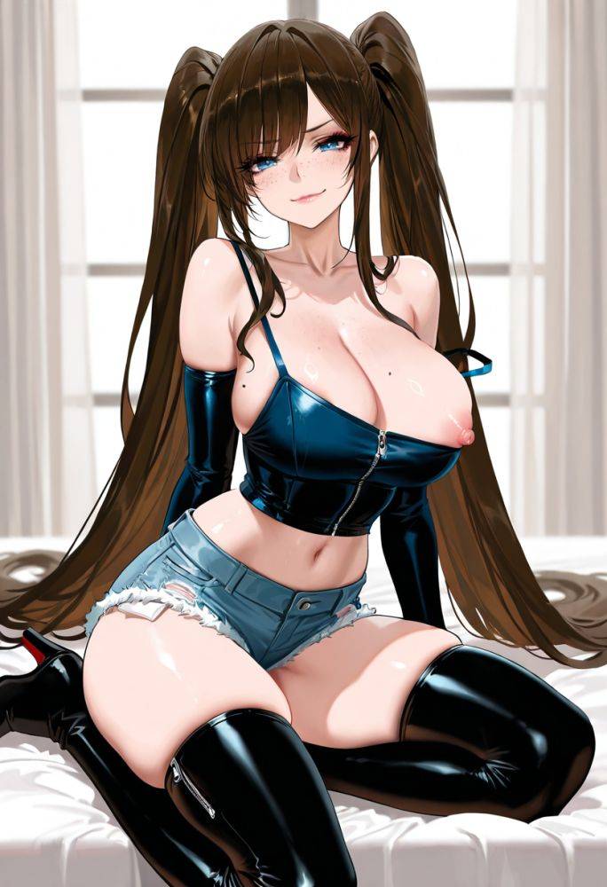 She smiles knowing what you're going to do with her pigtails - #1