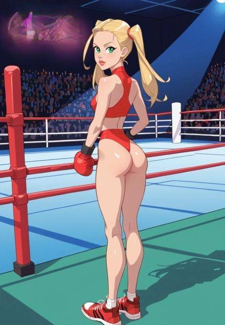 Blonde Hentai boxer with pigtails shows her teen tits and sexy ass too - #3