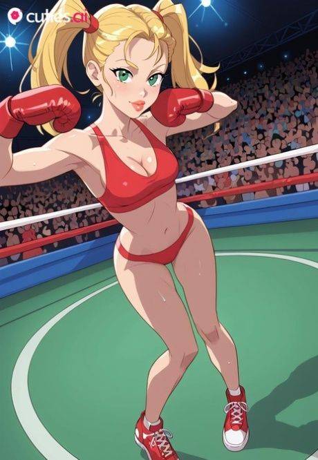 Blonde Hentai boxer with pigtails shows her teen tits and sexy ass too - #5