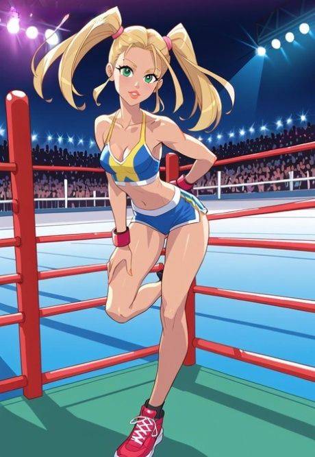 Blonde Hentai boxer with pigtails shows her teen tits and sexy ass too - #4
