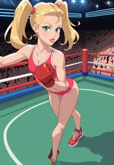 Blonde Hentai boxer with pigtails shows her teen tits and sexy ass too - #6