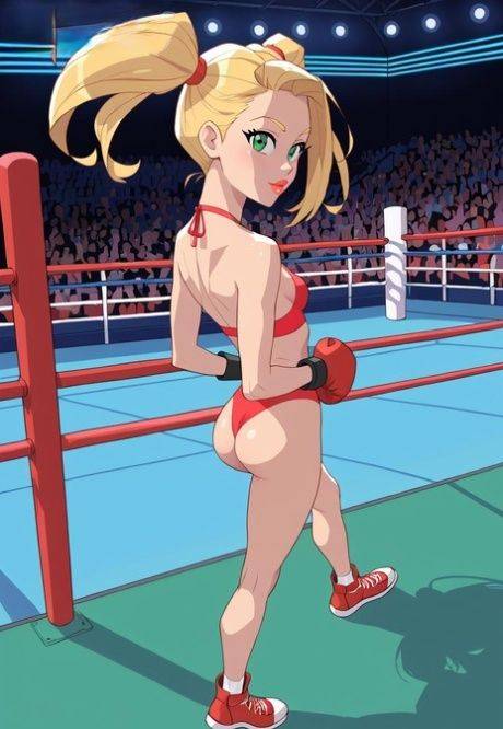 Blonde Hentai boxer with pigtails shows her teen tits and sexy ass too - #1