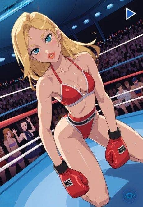 AI generated cartoon girl poses nude in a boxing ring with a live audience - #8