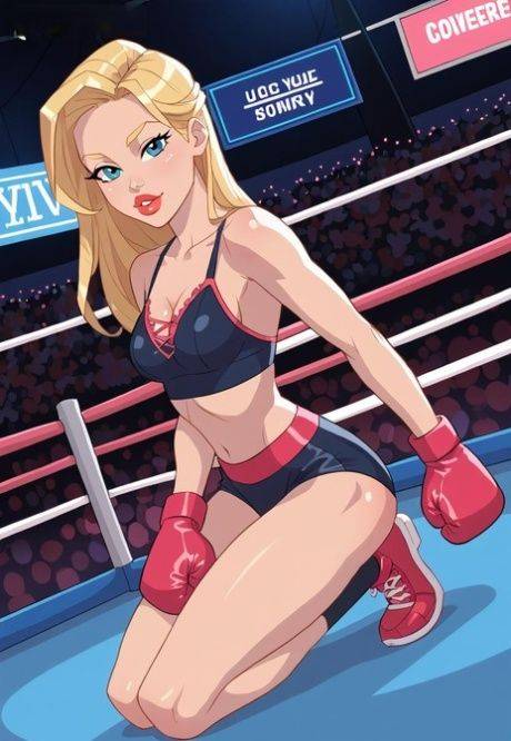 AI generated cartoon girl poses nude in a boxing ring with a live audience - #6