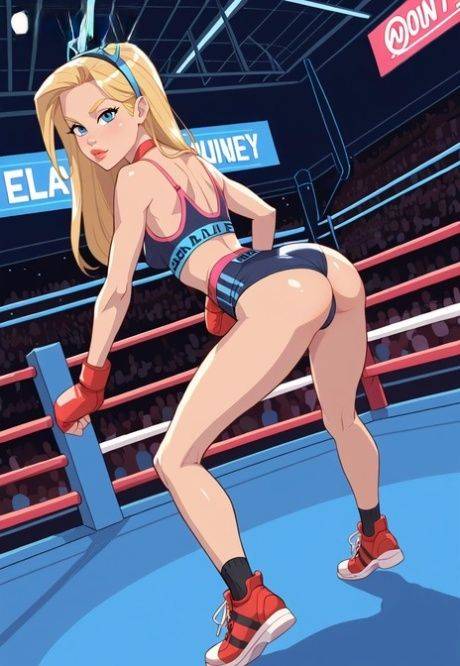 AI generated cartoon girl poses nude in a boxing ring with a live audience - #4