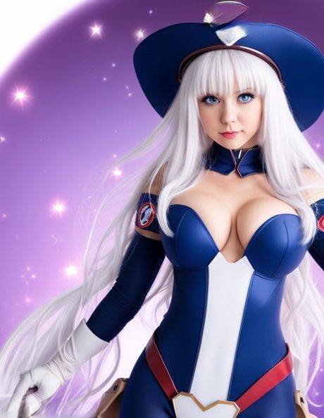 Blonde AI generated babe Ohamo poses in different caps and with a robe - #1