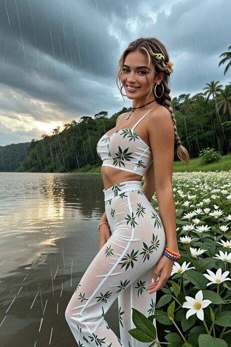 AI generated beauty drips jizz from her vagina while having sex near lily pads - #18