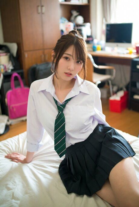 Japanese schoolgirl gets totally naked while changing her clothing - #4