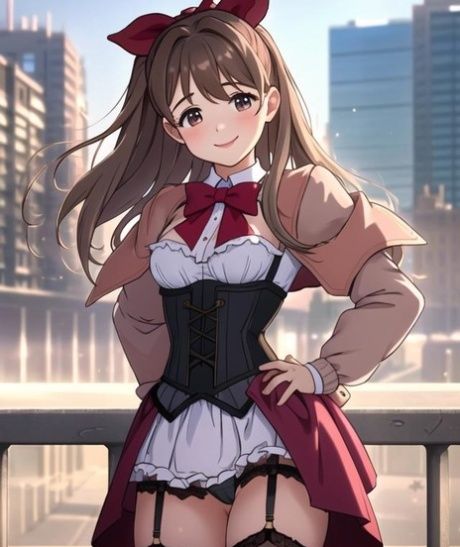 Little AI generated Hentai teen bares her big tits & fucks in public - #10