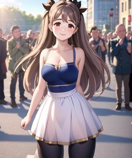 Little AI generated Hentai teen bares her big tits & fucks in public - #3