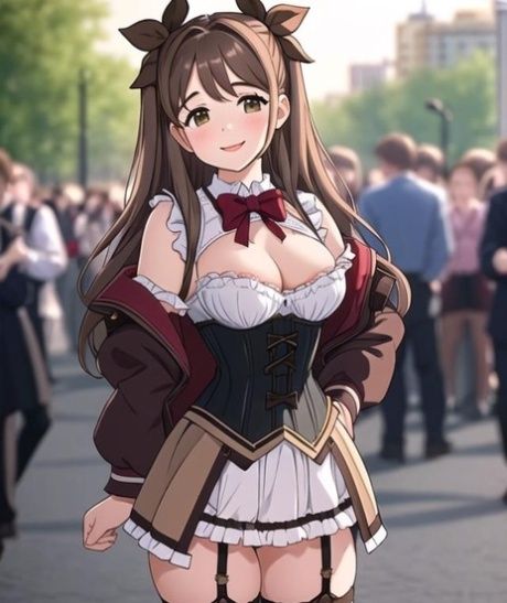 Little AI generated Hentai teen bares her big tits & fucks in public - #6