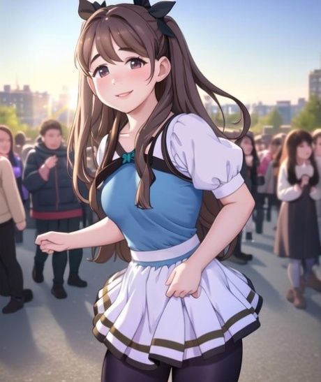 Little AI generated Hentai teen bares her big tits & fucks in public - #5
